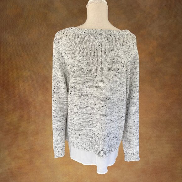Croft & Barrow Gray Marled Sweater XXL Layered Look Chiffon Hem - Picture 3 of 8